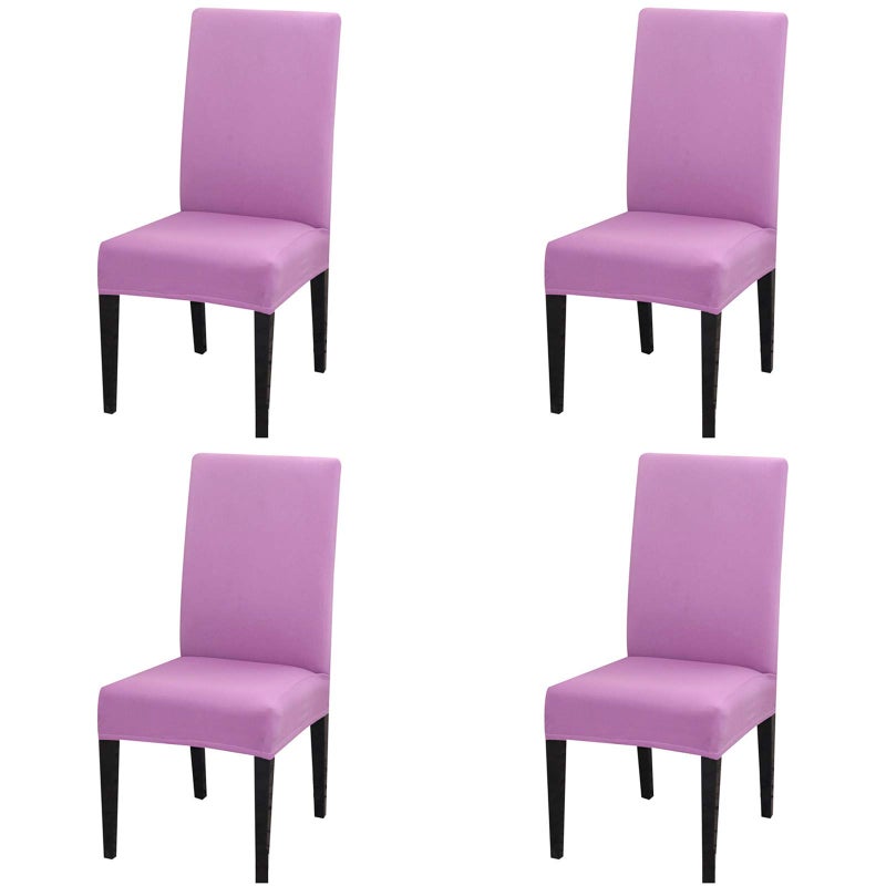 Dimatic 4 Pack Dining Chair Covers, Stretch Spandex Removable Washable Protector Chair Slipcovers for Dining Room Kitchen Hotel (Lavender) - Image 1